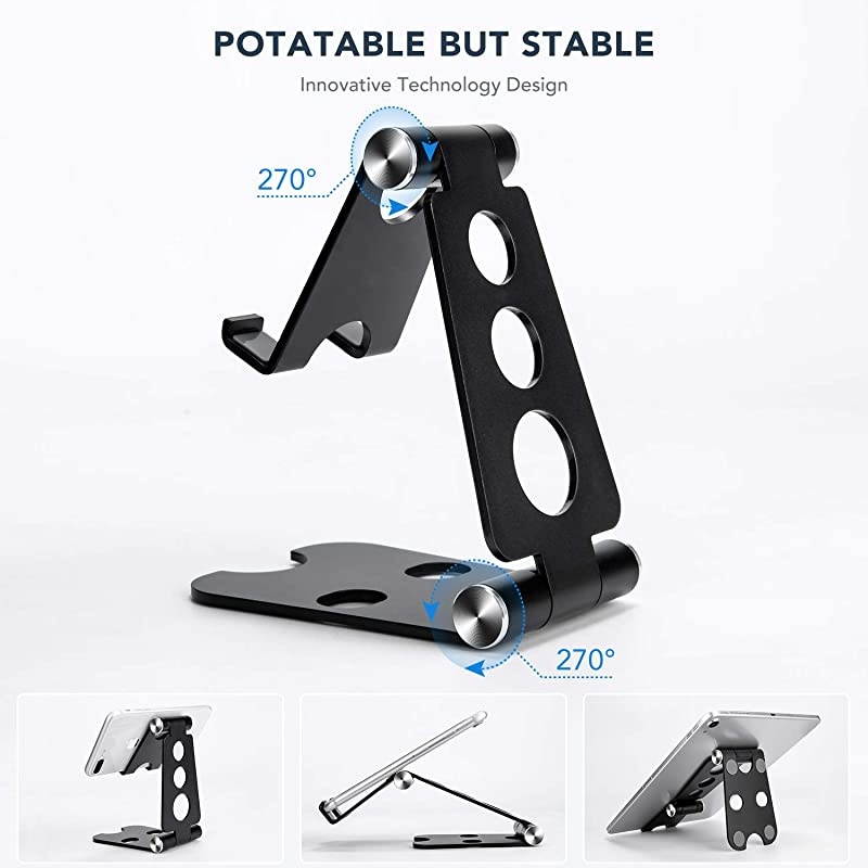 Tablet Stand , Cell Phone Stand, Phone Stand,Tablet Stand : Desktop Stand Holder Dock Compatible with Tablet Such as iPad Pro 10.5, 12.9 Air Mini 4 3, Kindle, E-Reader (4-13") (Black)