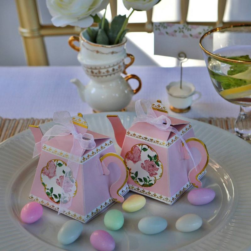 24ct Tea Time Teapot Favor Box Pink