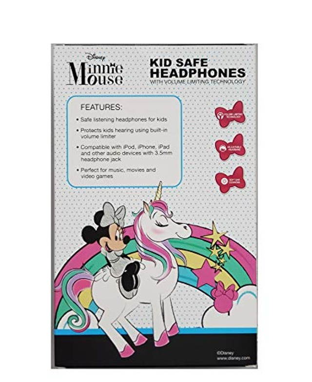 Minnie Mouse Kid Safe Headphones with Pink Bow