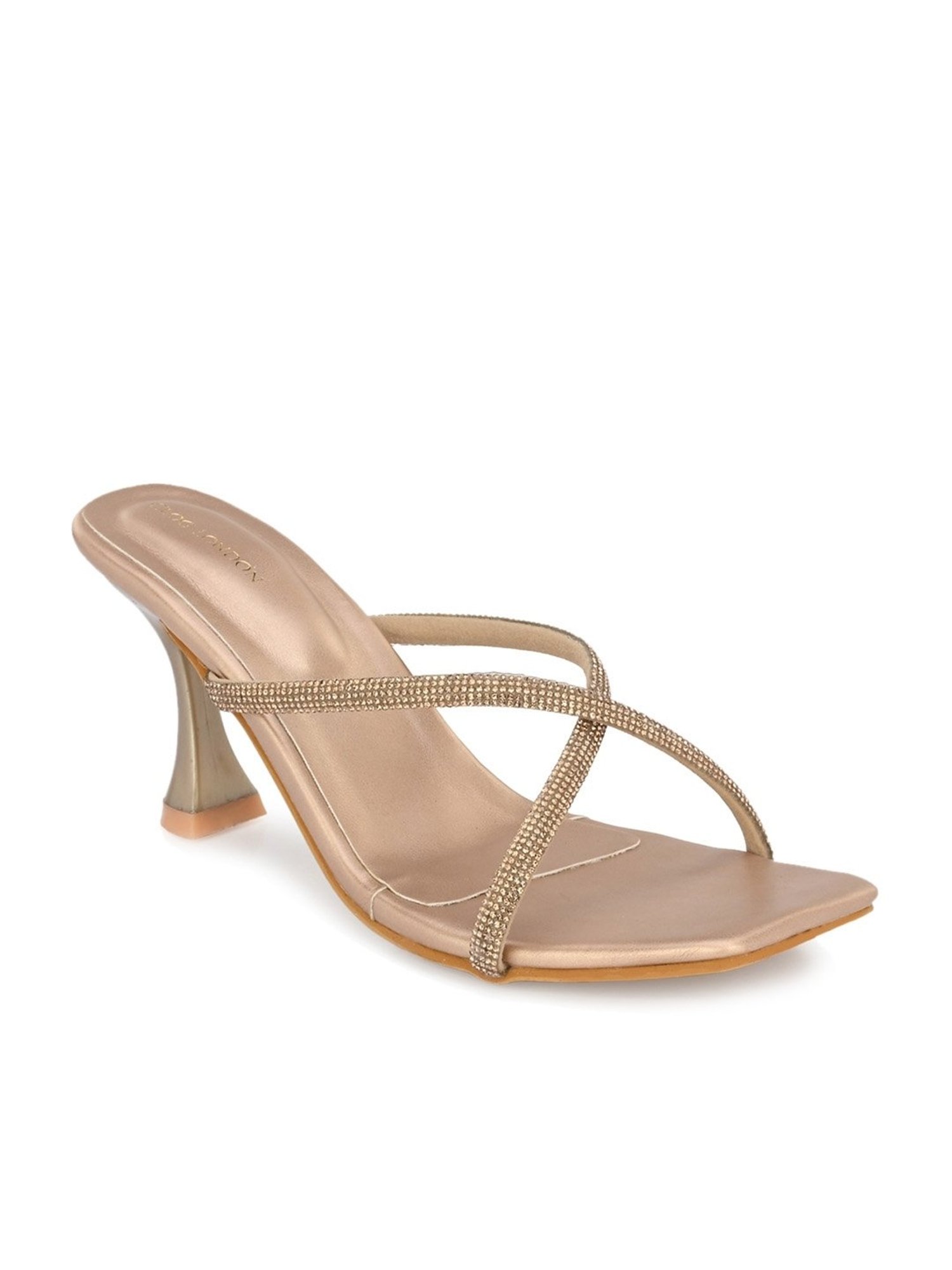 Clog London Women's Rose Gold Cross Strap Stilettos