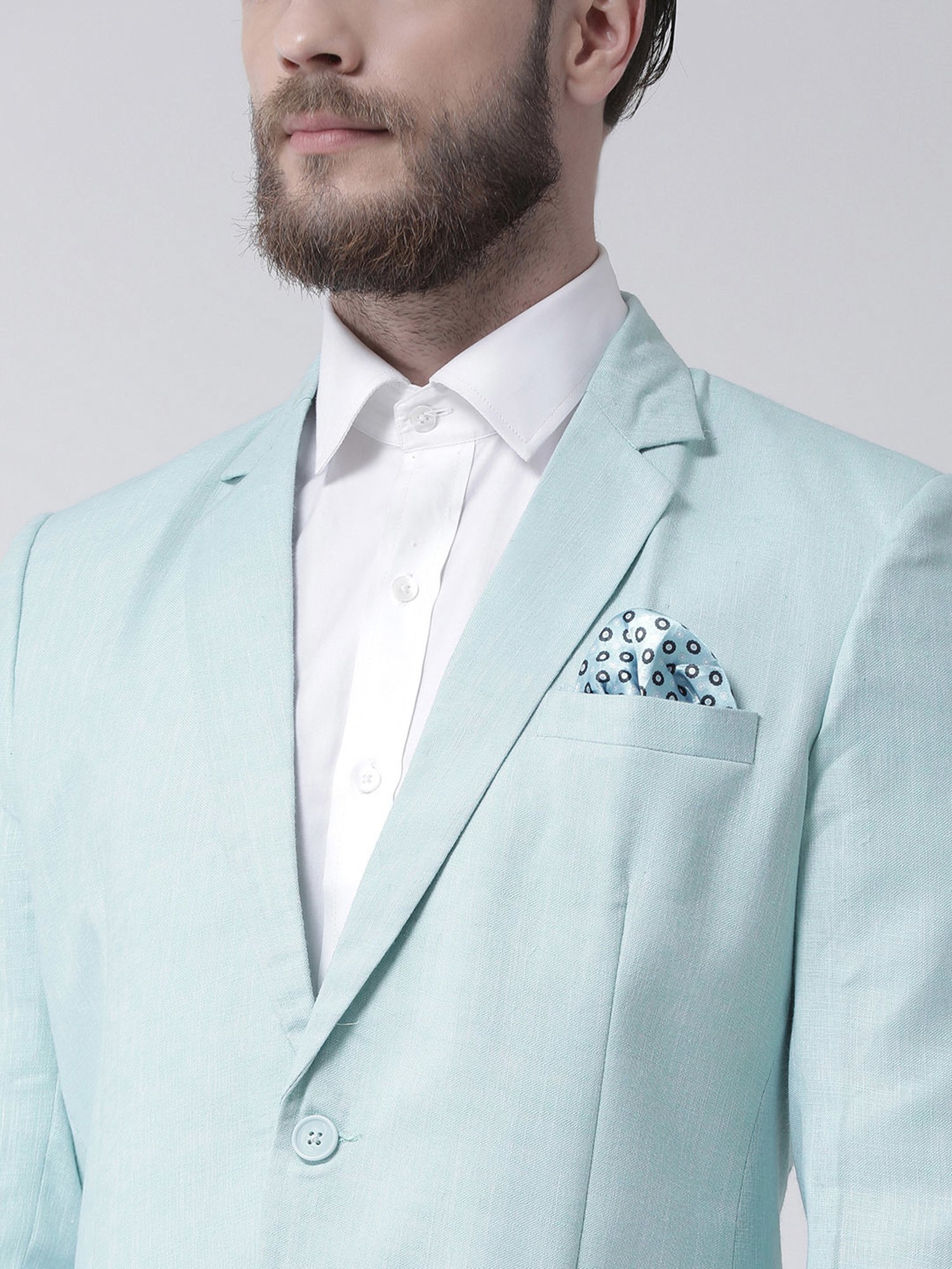 Hangup Plus Aqua Regular Fit Linen Blazer