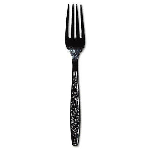SOLO Cup Company GDR5FK Guildware Heavyweight Plastic Forks, Black, 1000/Carton, 1 Carton