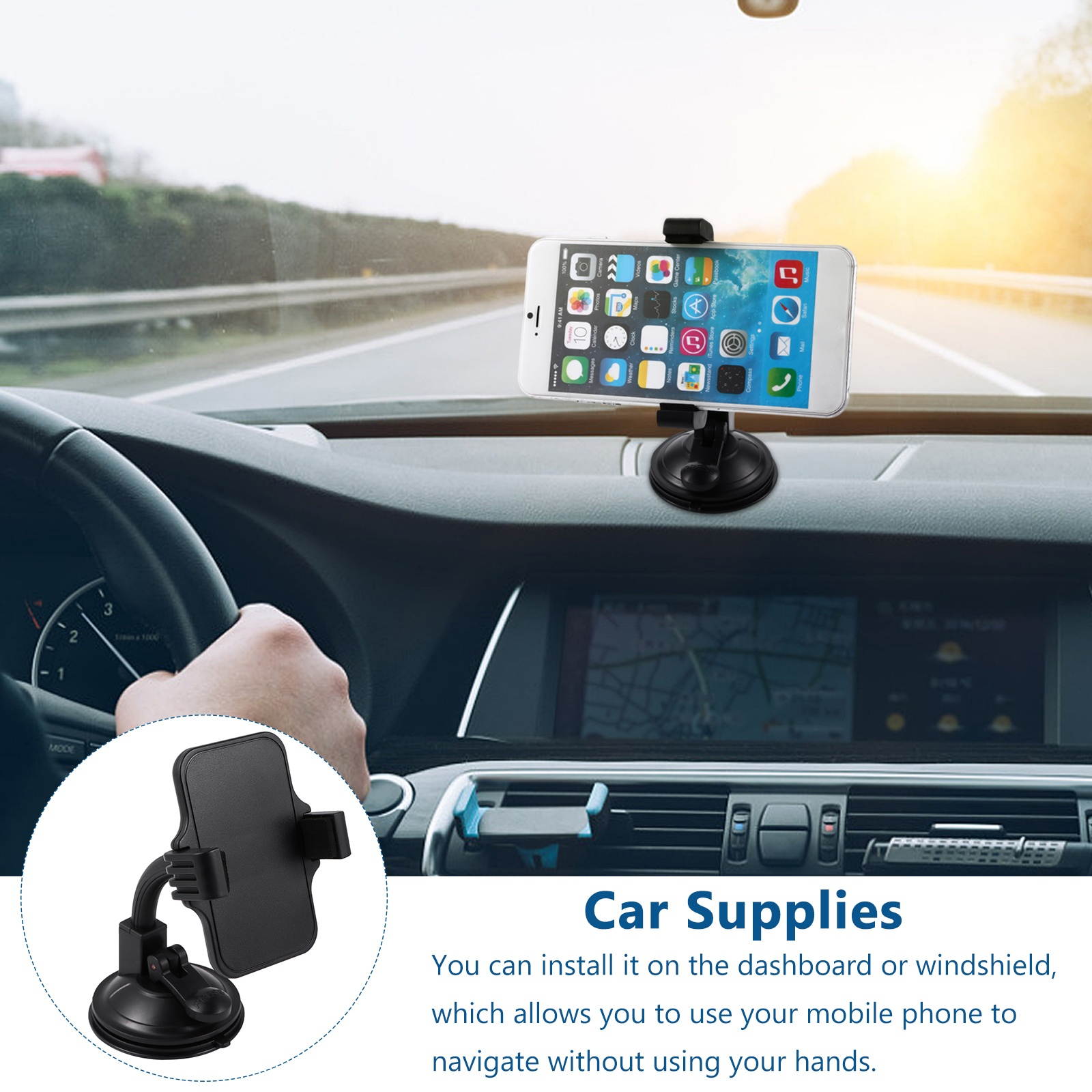 1Pc Car Phone Mount 360&deg; Rotating Cell Phone Holder Hands Free Navigation Rack