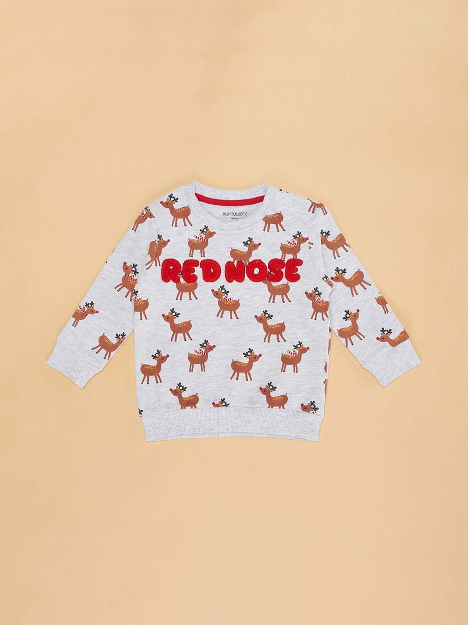 Pantaloons Baby Kids Grey & Red Cotton Printed Full Sleeves Sweatshirt