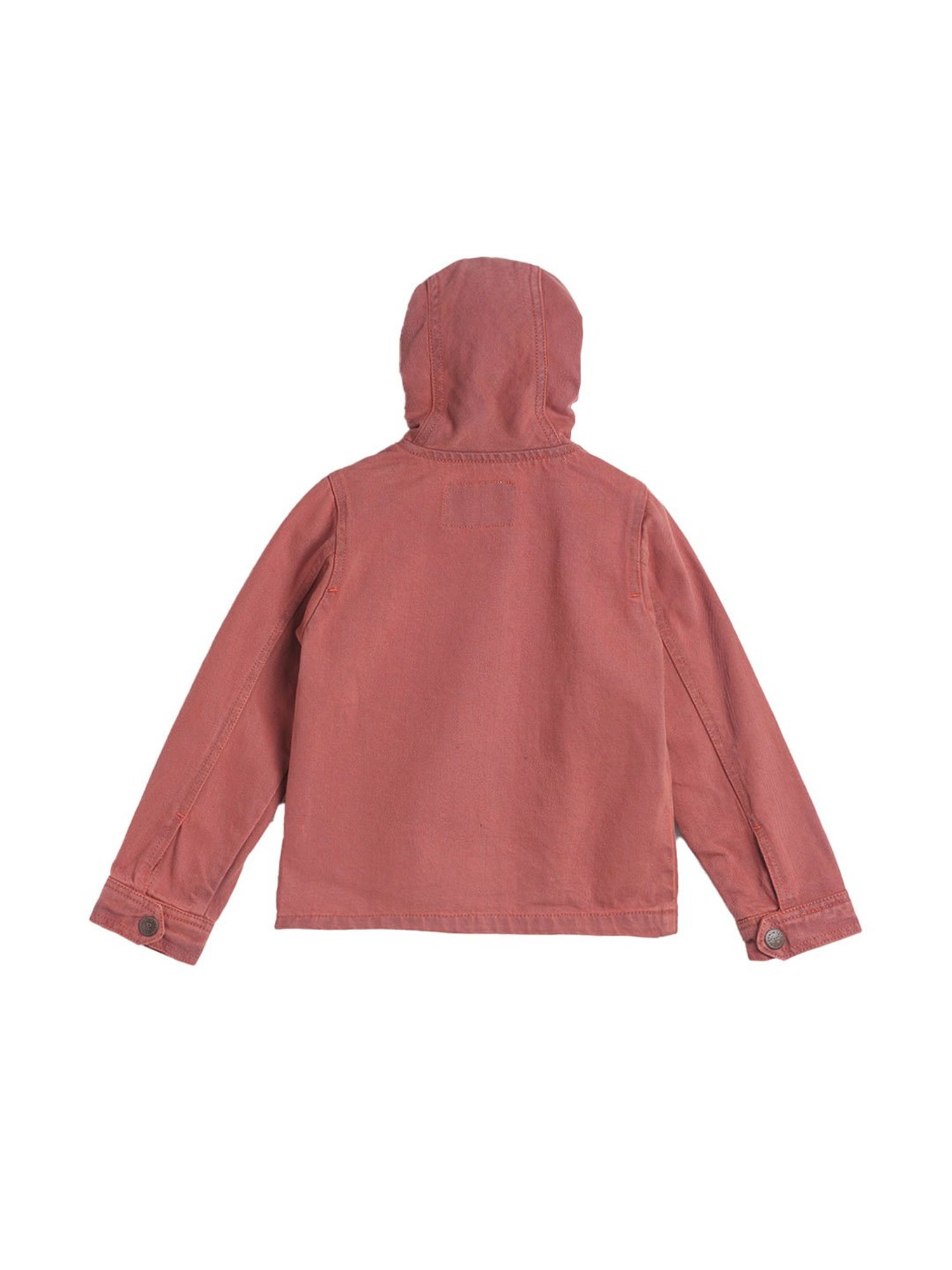 Tales & Stories Kids Peach Solid Hooded Jacket