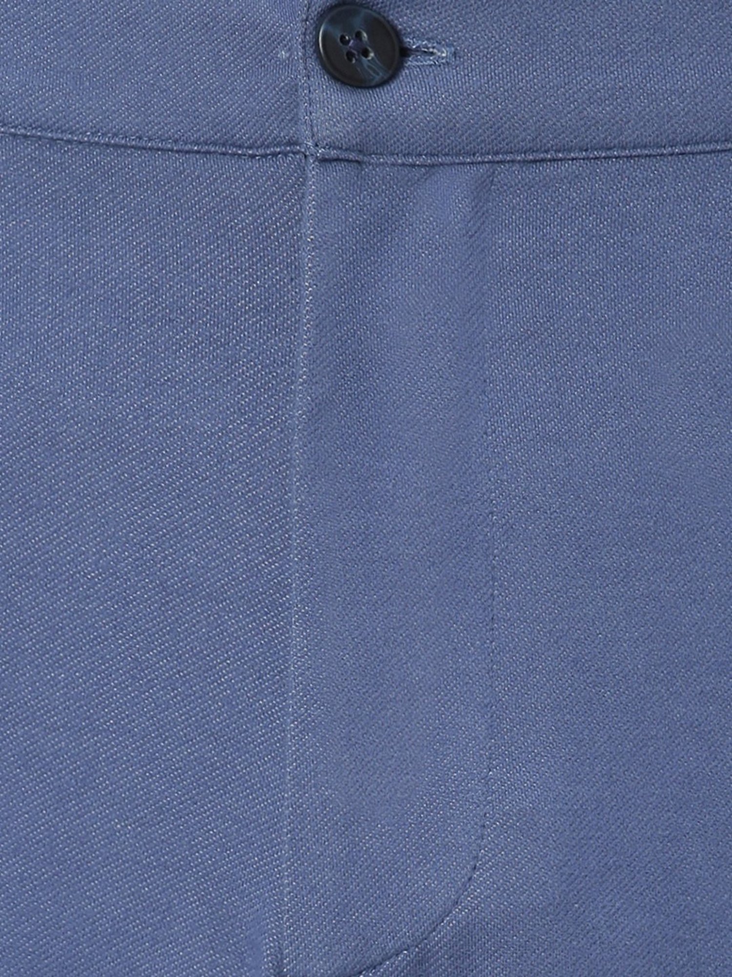 Slowave Light Blue Regular Fit Denim Flat Front Trousers