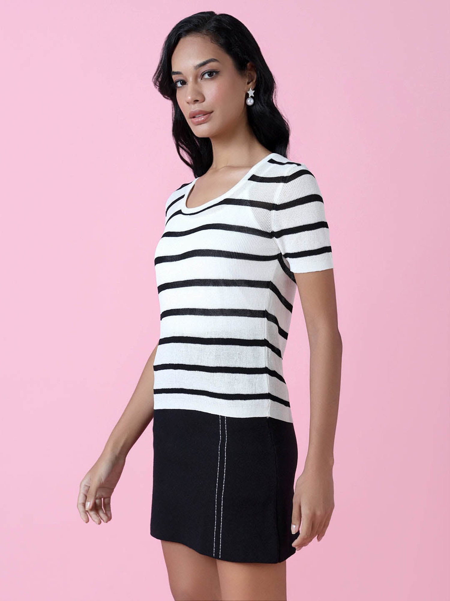 SHOWOFF White Striped Top