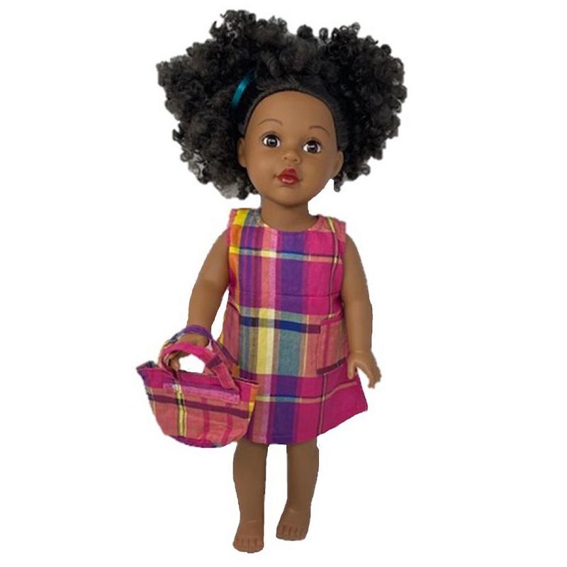 Doll Clothes Superstore Red Madras Dress With Purse For Baby Dolls