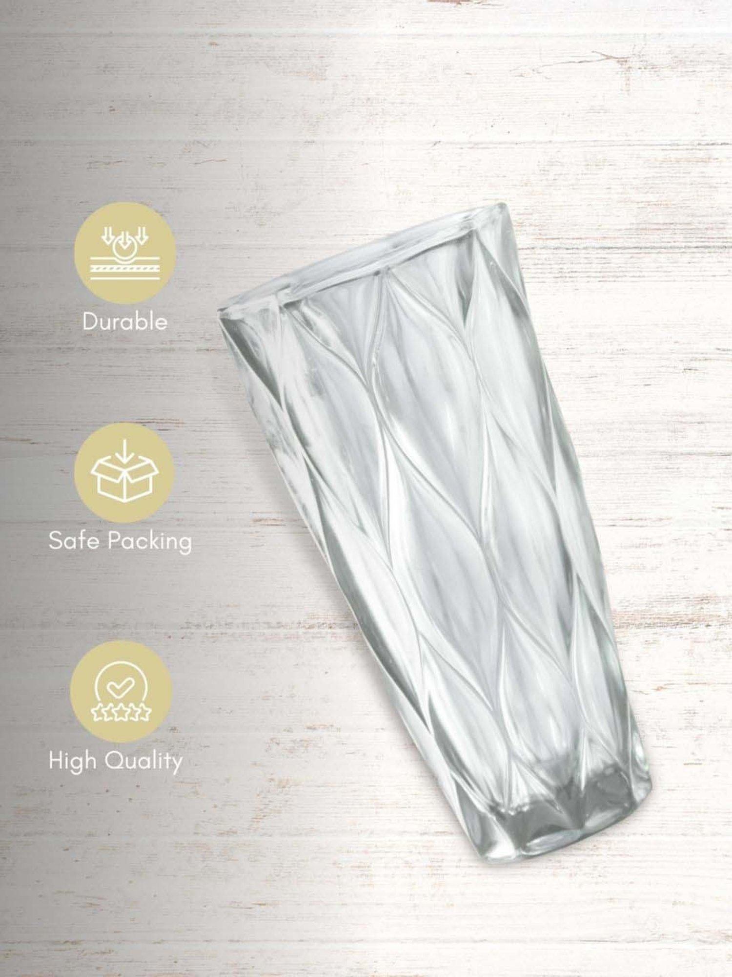 Nestasia Premium Quality Textured Transparent Contemporary Textured Crystal Glass Flower Vase 9.84 "