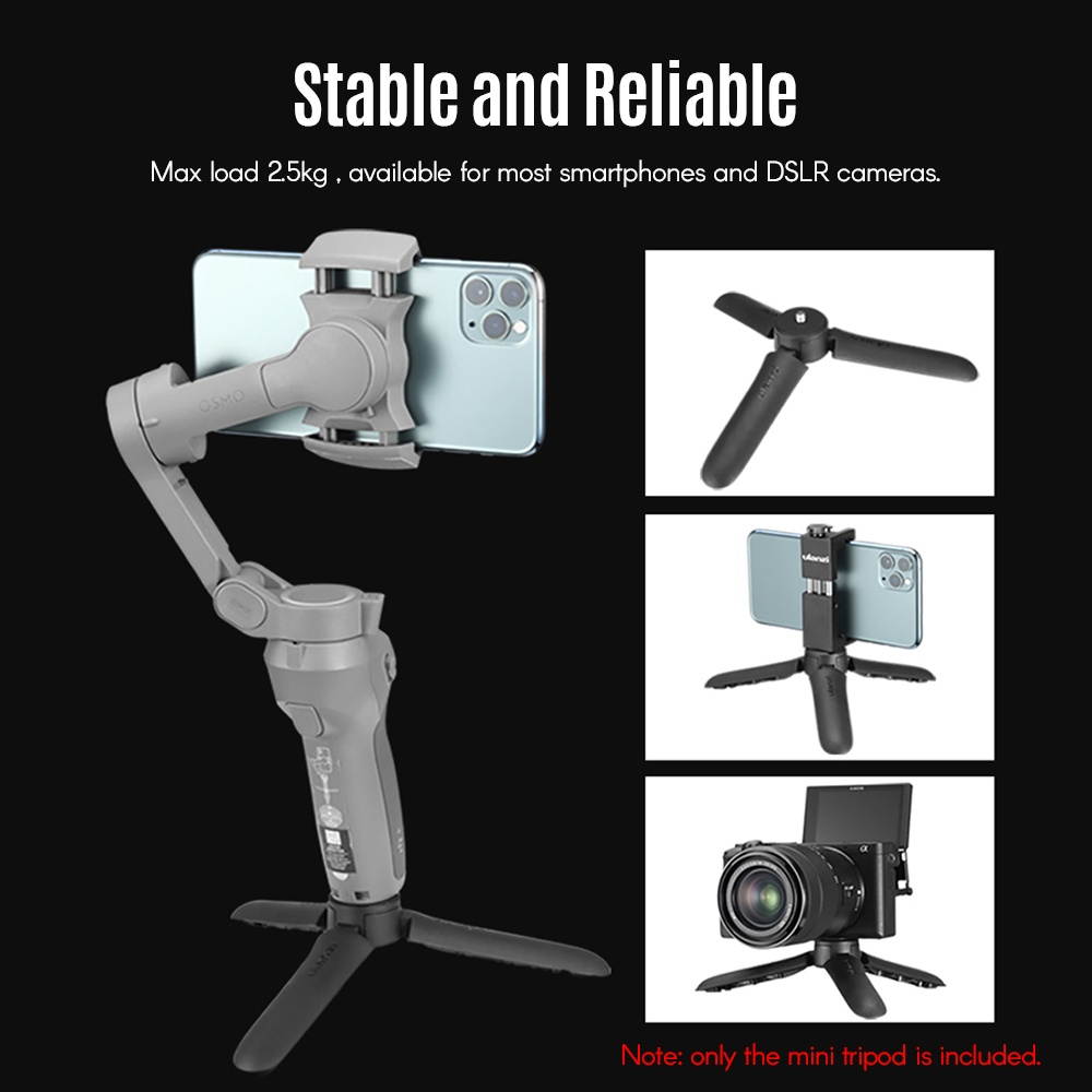 Ulanzi MT-10 Mini Tripod Handheld Monopod Max Loading 2.5KG with 1/4 Inch Screw Mount for Cell Phone ILDC DSLR Action Camera Compatible with DJI OSMO Mobile 3 Stabilizer