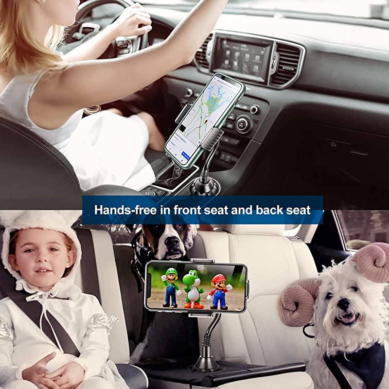 Upgraded]  Cup Holder Phone Mount Universal Adjustable Gooseneck Cup Holder Cradle Car Mount for Cell Phone iPhone Xs/XS Max/X/8/7 Plus/Galaxy