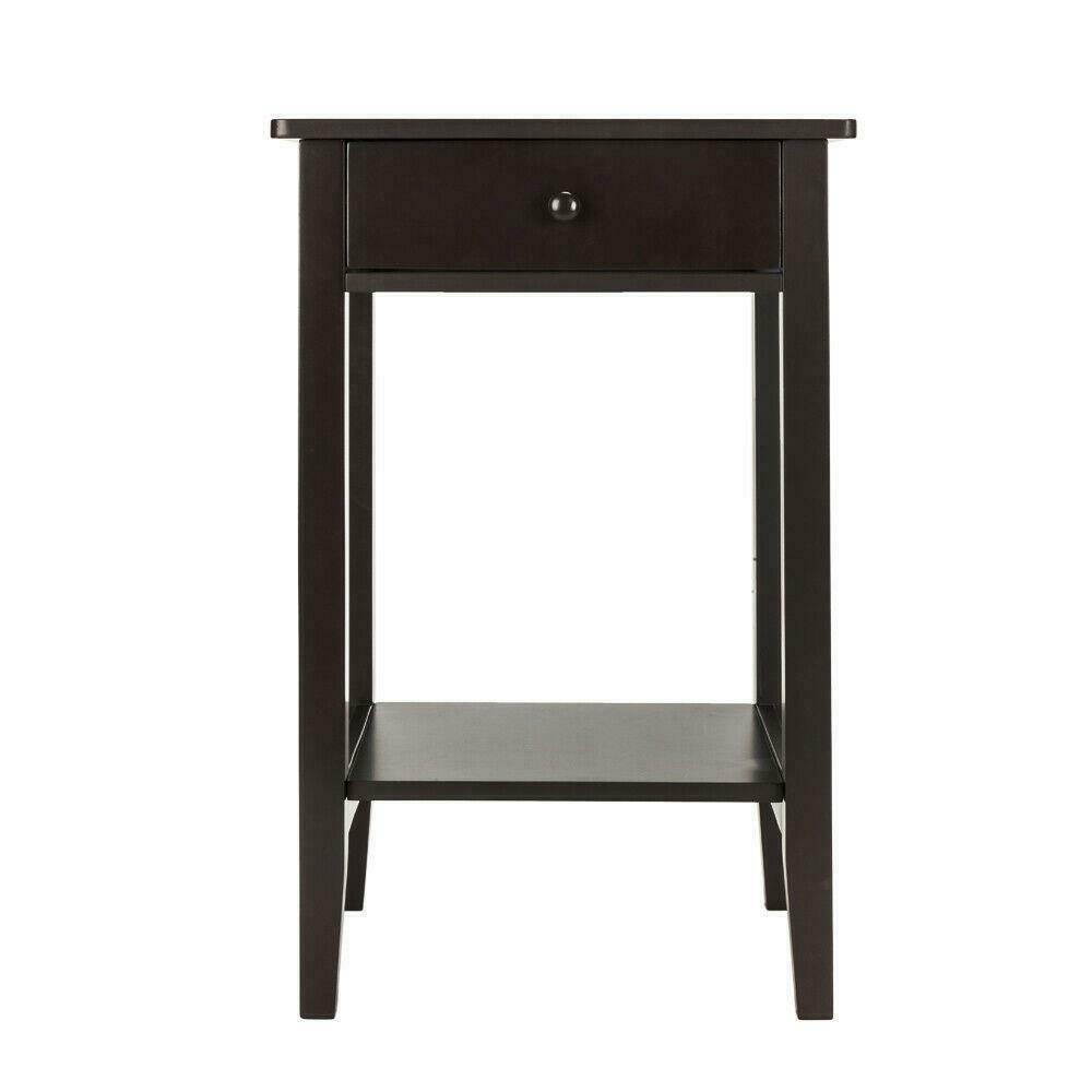 Side End Table with Shelf Coffee Night Stand Bedside Sofa Table Coffee Color