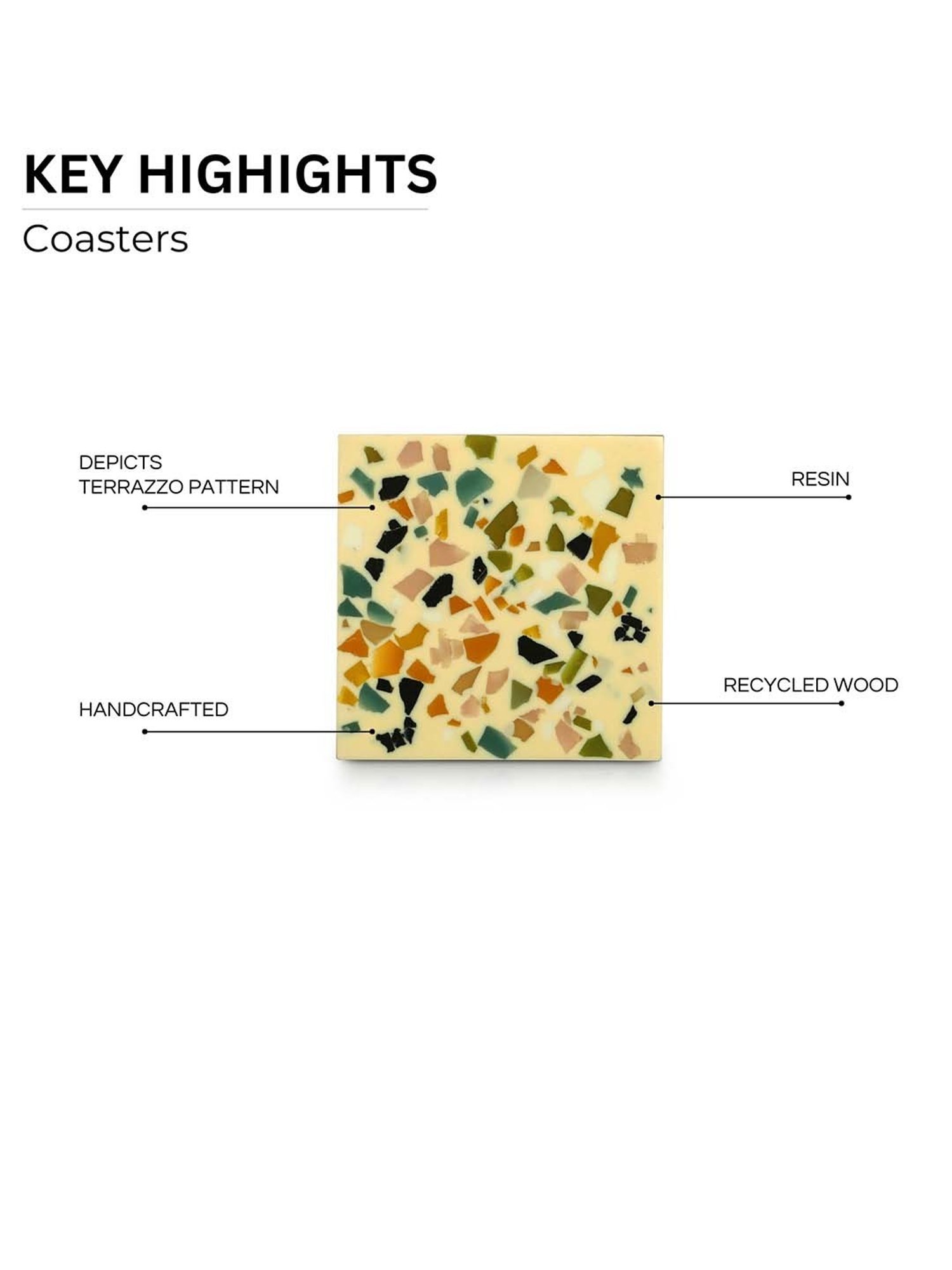 Crayton Hexagon Beige Geometric MDF Coaster - Set of 4