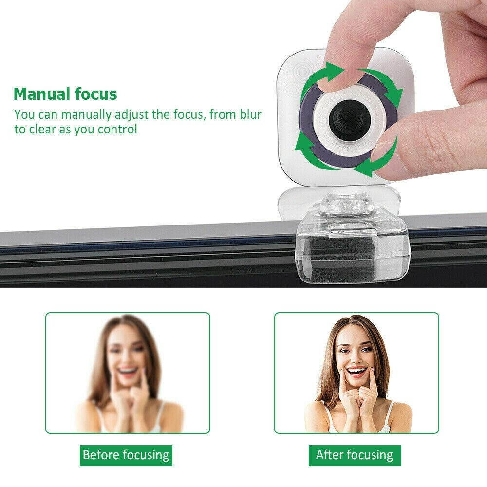 Webcam with Microphone 480P HD White Cam Camera USB for PC Laptop Desktop Video Streaming Computer Meeting Conference