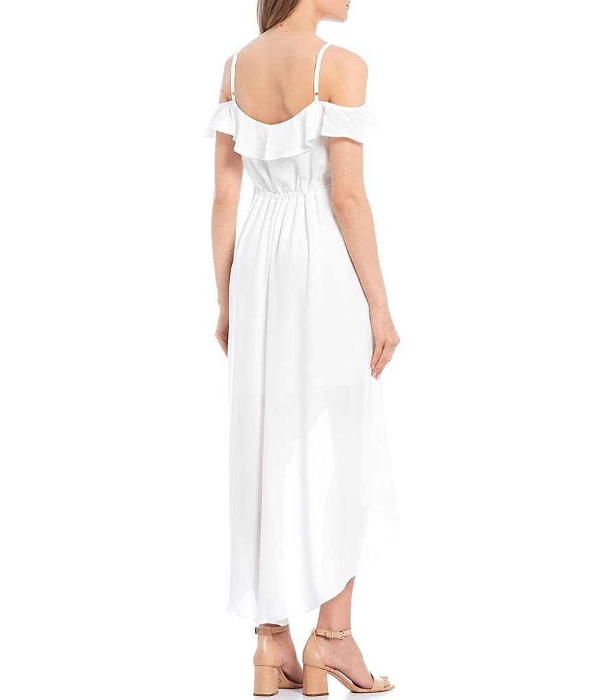 I.N. San Francisco Cold Shoulder Ruffle High-Low Dress