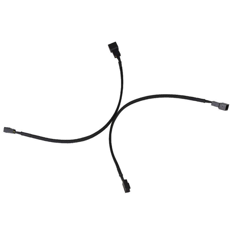 2PCS 3 Pin Connectors Computer PC Case Cooler Fan Extension Cable Black Sleeved