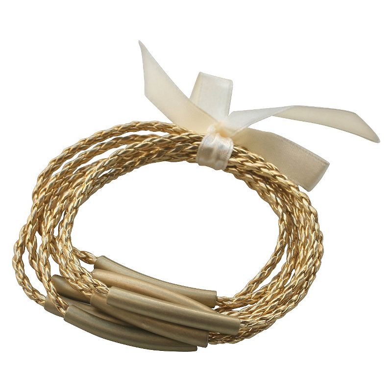 Zirconite Multi-Strand Braided Bracelet Set - Gold