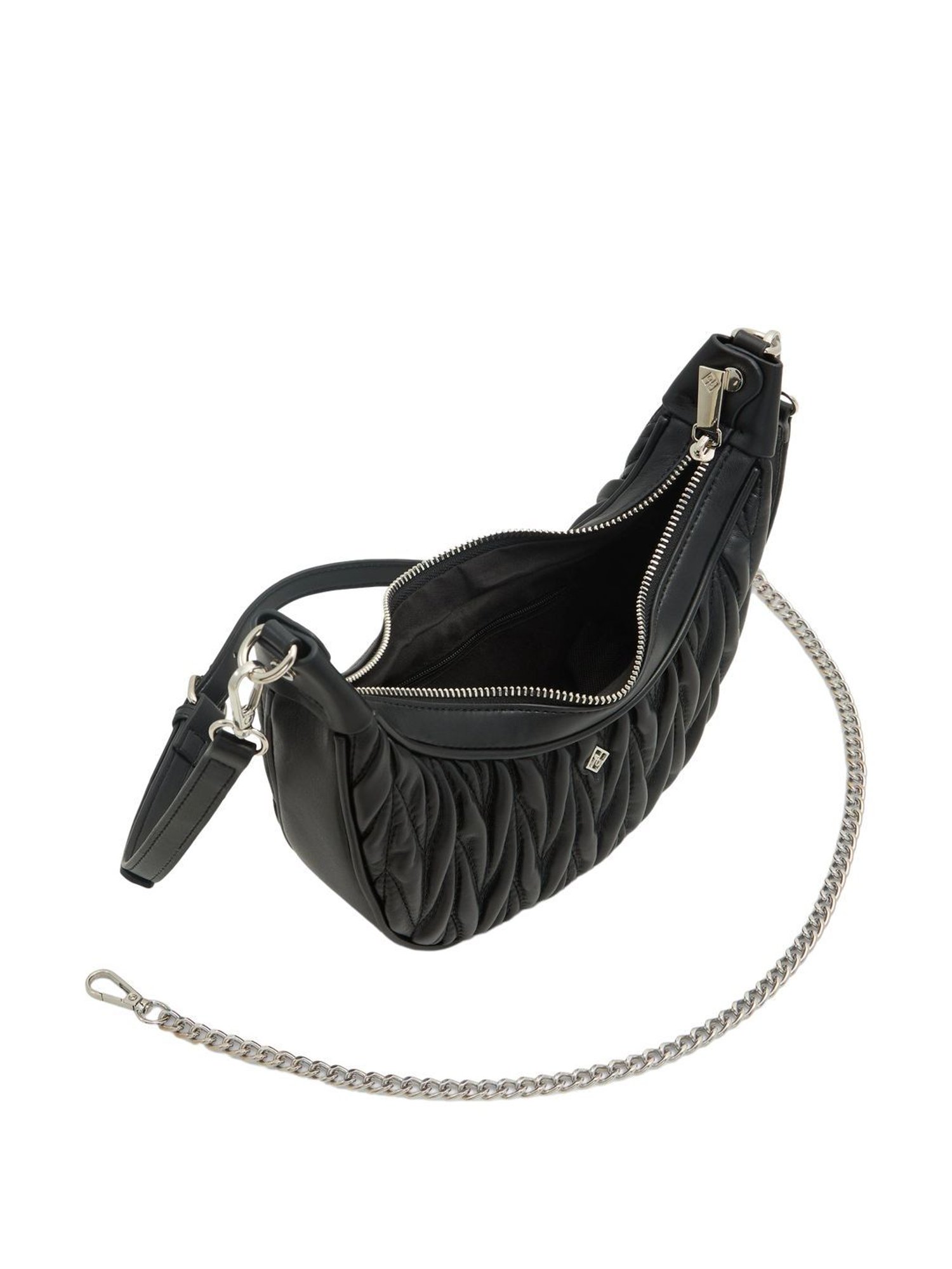 Call It Spring Black Textured Small Sling Handbag