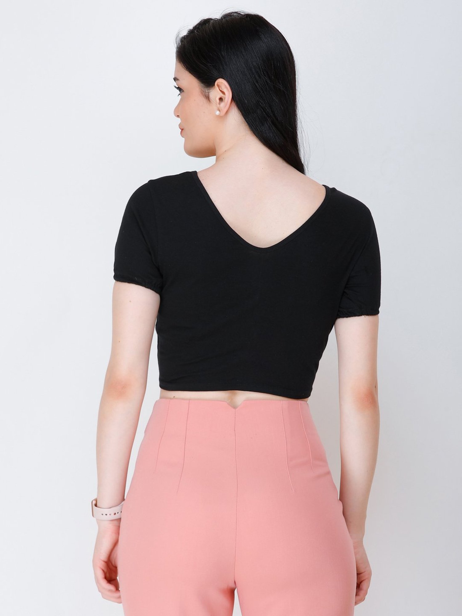 Scorpius Black Regular Fit Crop Top