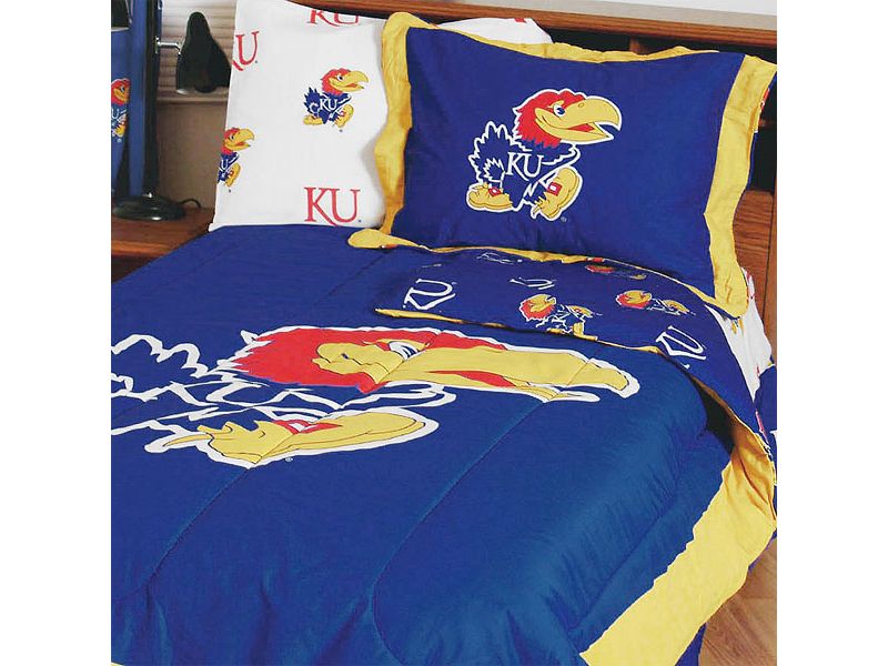 NCAA Collegiate 7pc Full Bedding Set - Kansas Jayhawks..