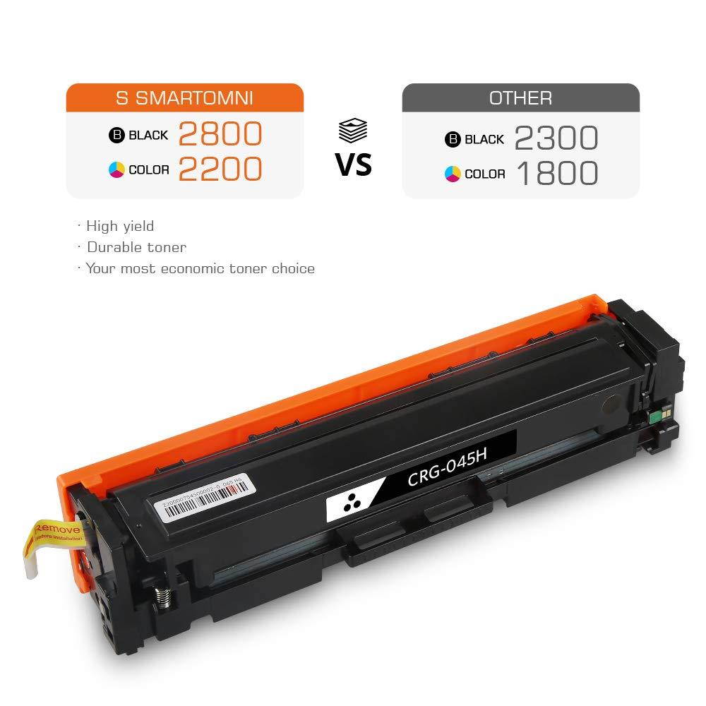 S SMARTOMNI 045 045H CRG-045H CRG-045 Toner Cartridge Compatible for Canon Color ImageCLASS MF632Cdw MF634Cdw LBP612Cdw MF632 MF634 Printer Ink 4Pack (Black Cyan Yellow Magenta)