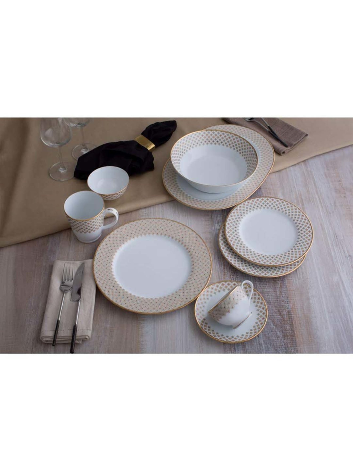 Noritake Petite Fleur White & Beige Poreclain Milk Mug (0.37 L) - Set of 2