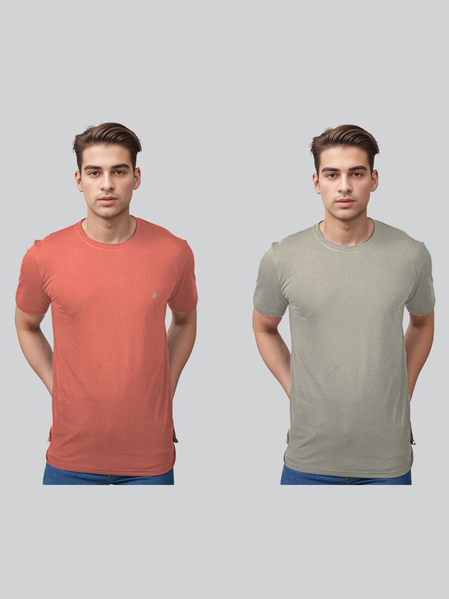 Lux Nitro Grey & Brown Regular Fit T-Shirt