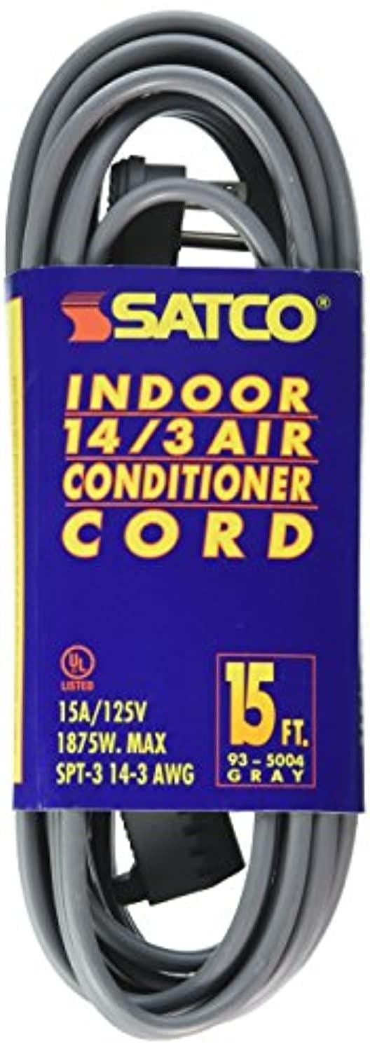 satco products 93/5004 14/3 gauge spt-3 gray air conditioning/appliance cord with sleeve, 15-foot