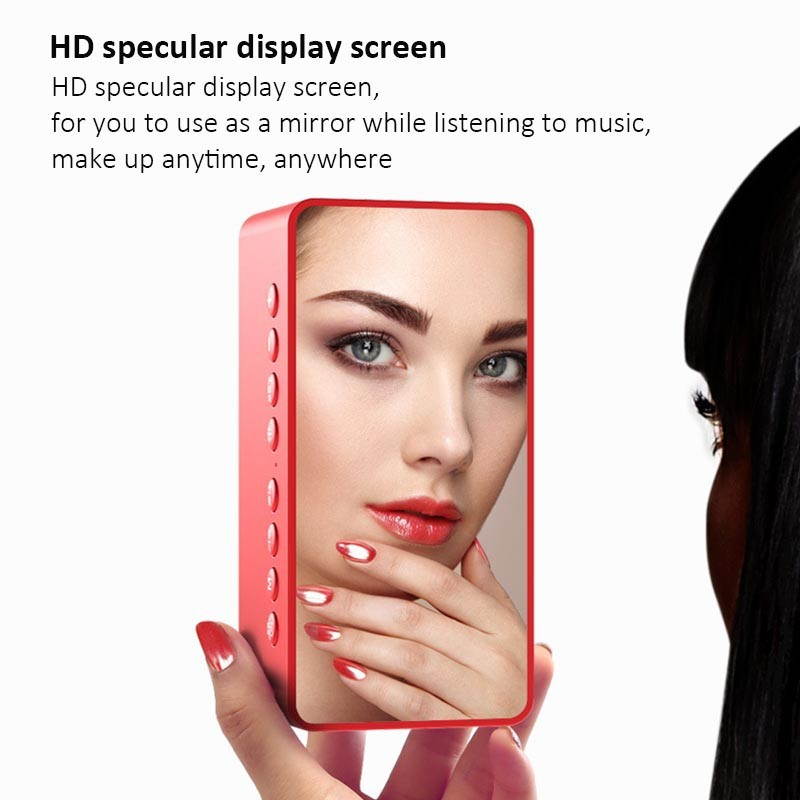 Wireless bluetooth speaker, bluetooth 5.0 speaker with mirrored LED alarm clock and built-in microphone voice, for Android and IOS smart phones,Black