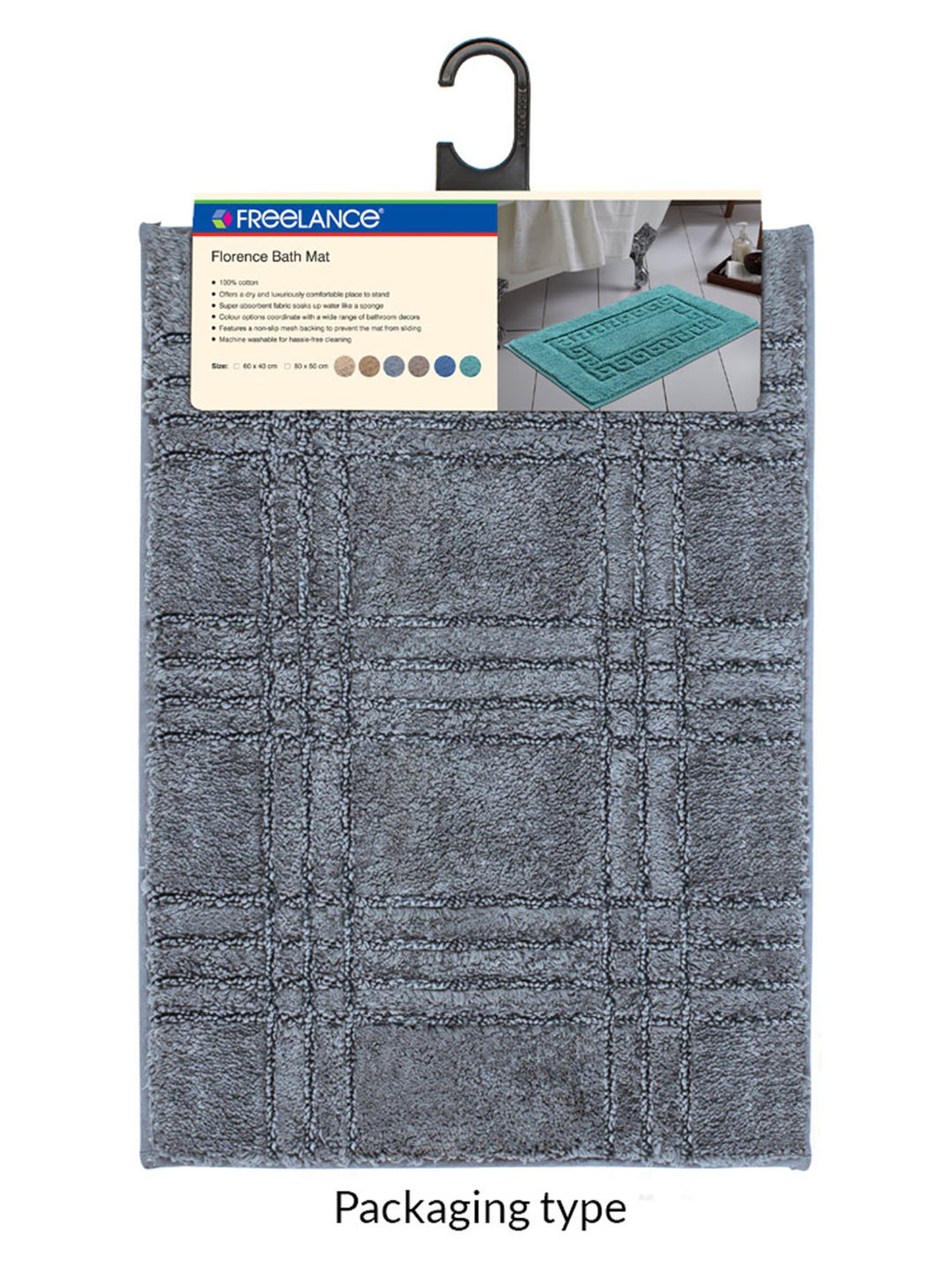 Freelance Grey Cotton Set of 1 Bath Mats and Rugs