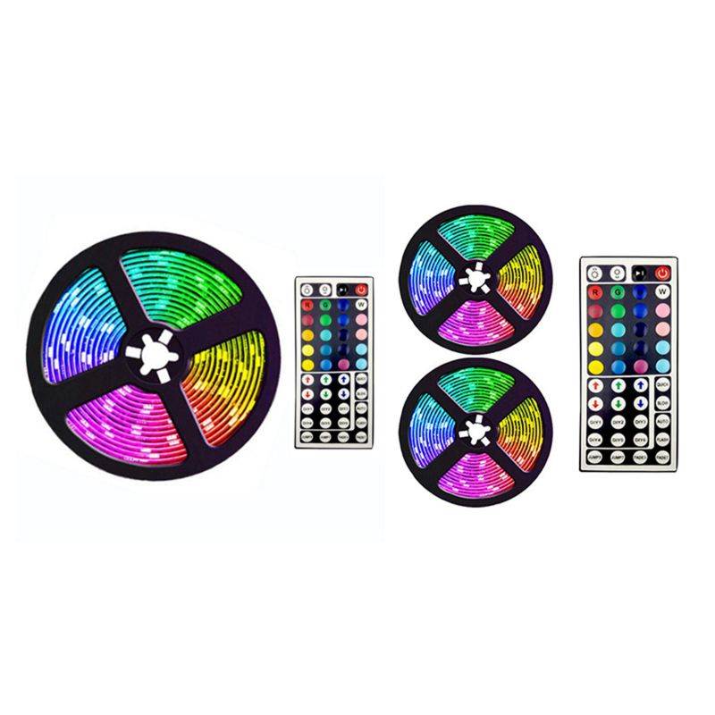 2 Pcs Led Strip Lights with 44 Keys Remote Flexible Color Changing RGB Light Strips for Bedroom US Plug, 5M & 10M