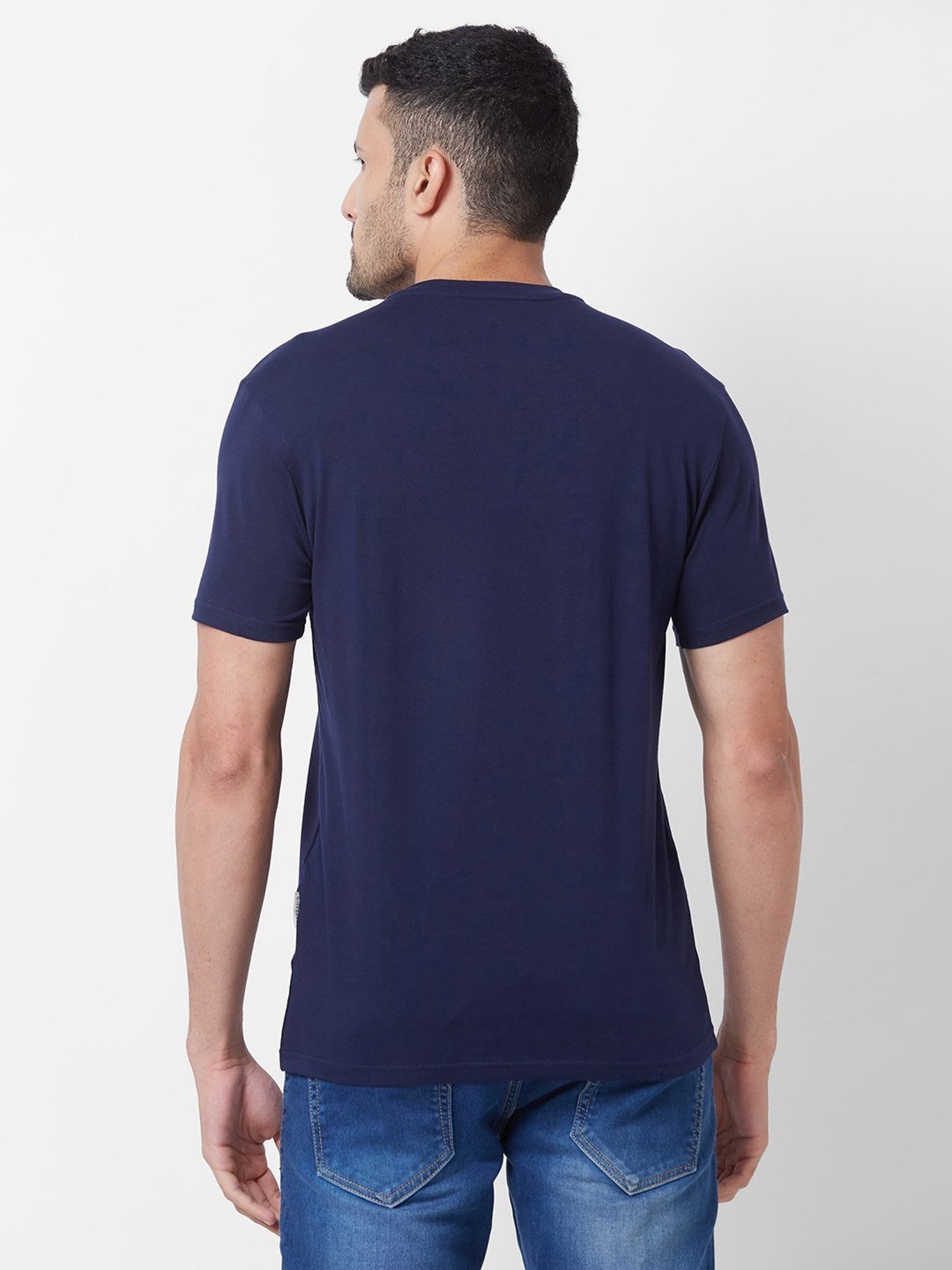 Giordano Dark Navy Cotton Slim Fit T-Shirt