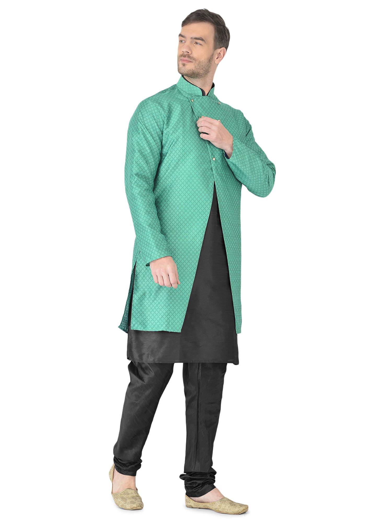 SG RAJASAHAB Multi Regular Fit Self Pattern Kurta Set