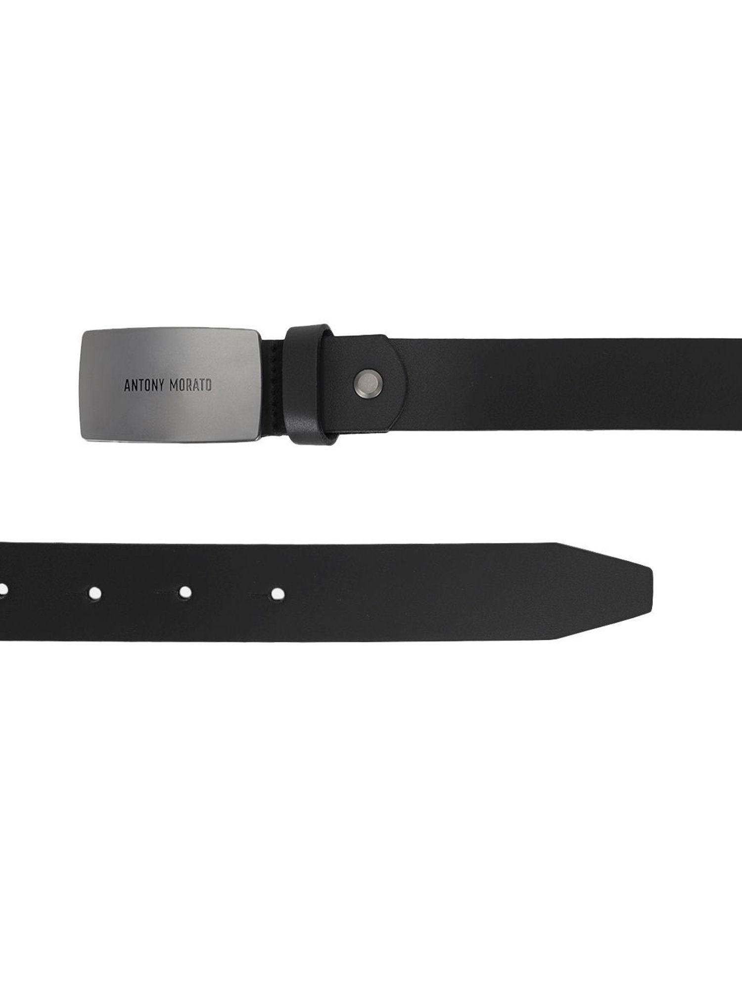Antony Morato Black Leather Solid Waist Belt