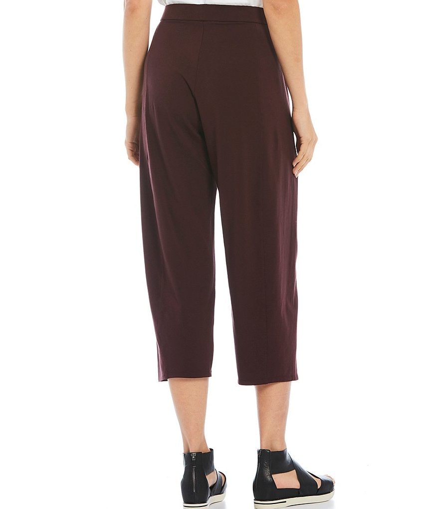 Eileen Fisher Petite Size Organic Cotton Stretch Jersey Cropped Lantern Pant
