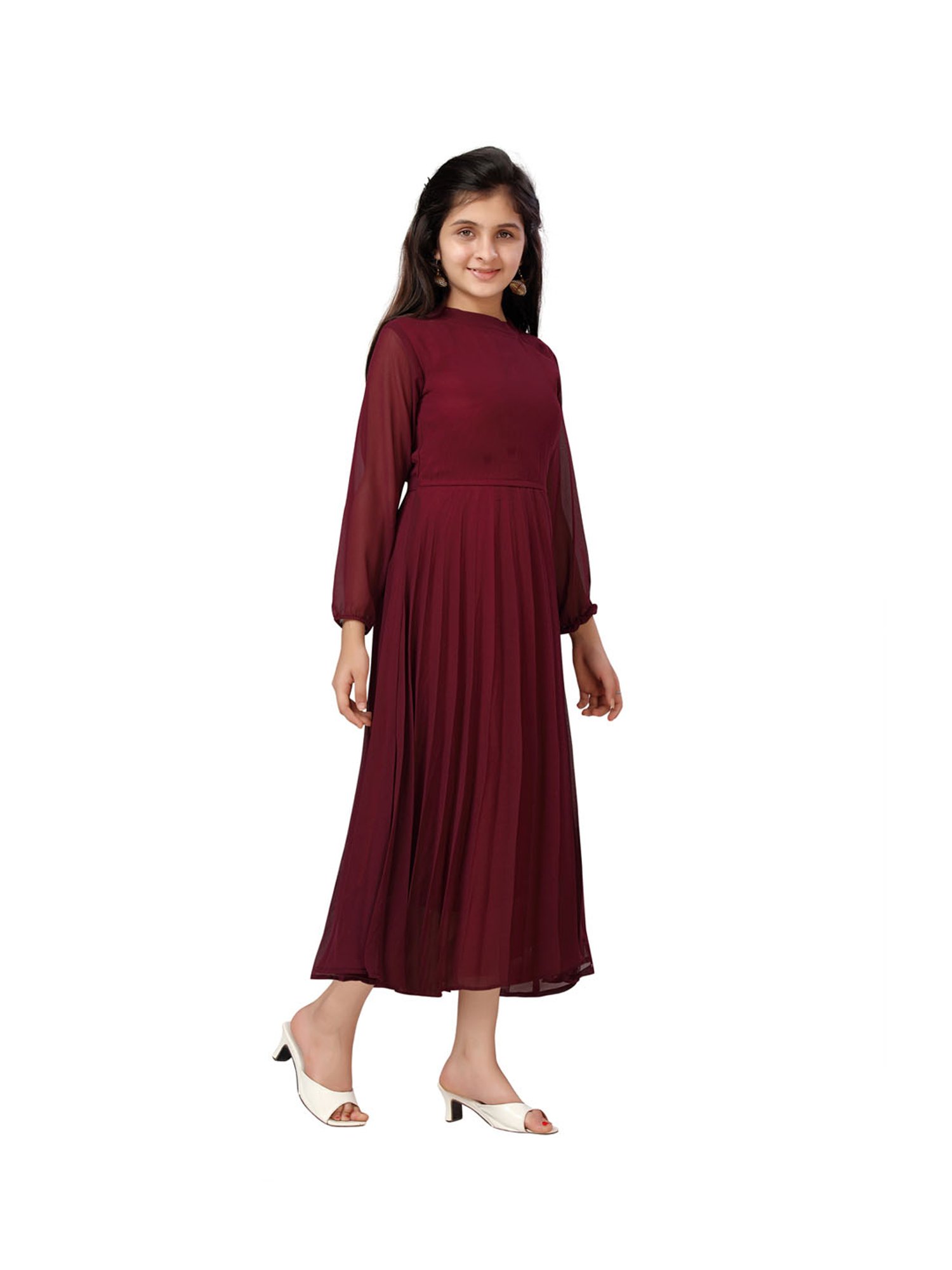 Aarika Kids Wine Solid Dress