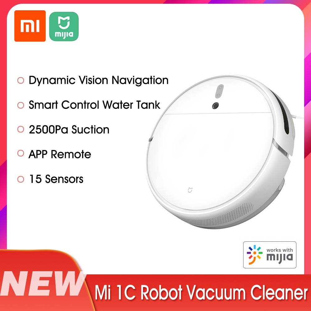 Xiaomi Mijia 1C Robot Vacuum Cleaner 2500Pa Suction Home Sweeper 2400mAh Battery Sweeping Mopping Cleaner APP Remote Control 100-240V