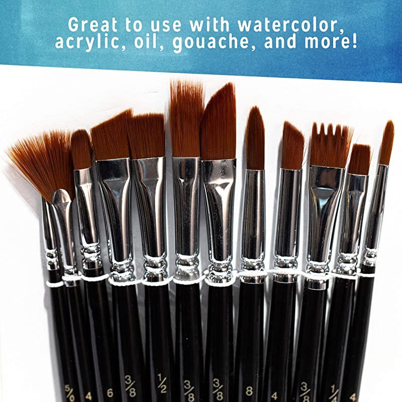 Paint Brushes 12 Set Professional Paint Brush Round Pointed Tip Nylon Hair Artist Acrylic Brush for Acrylic Watercolor Oil Painting