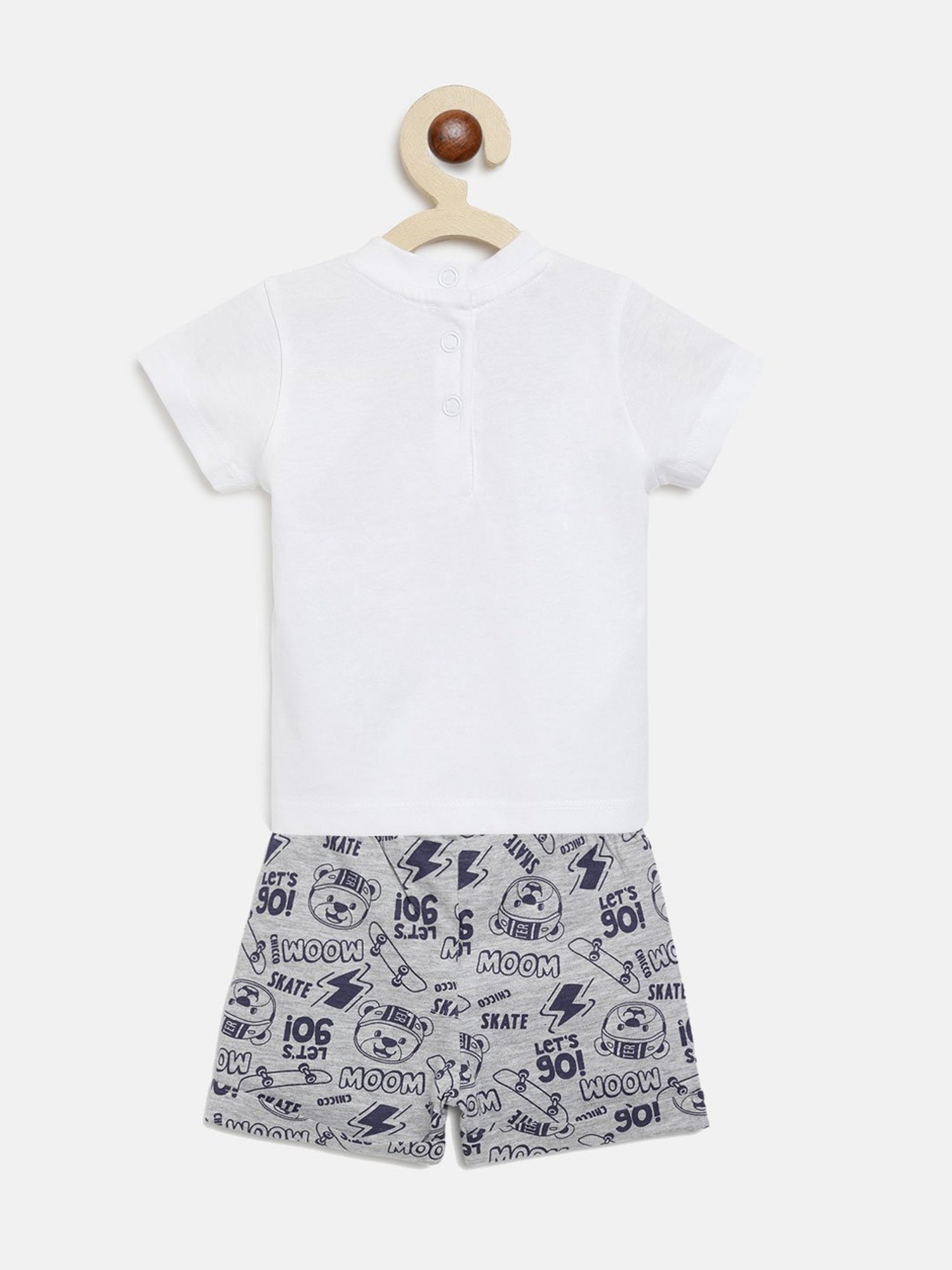 Chicco Kids White & Light Grey Printed T-Shirt with Shorts