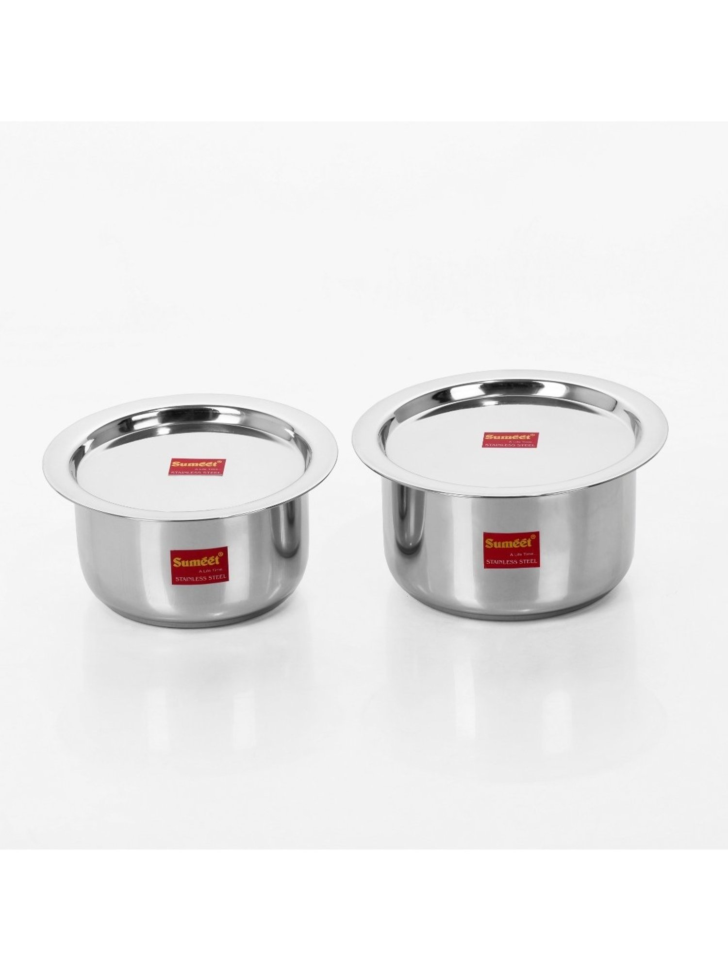 Sumeet 2Pc S.S.Induction&Gas Stove Friendly Container Set/Tope/Cookware Set With Lids Size10 & 11