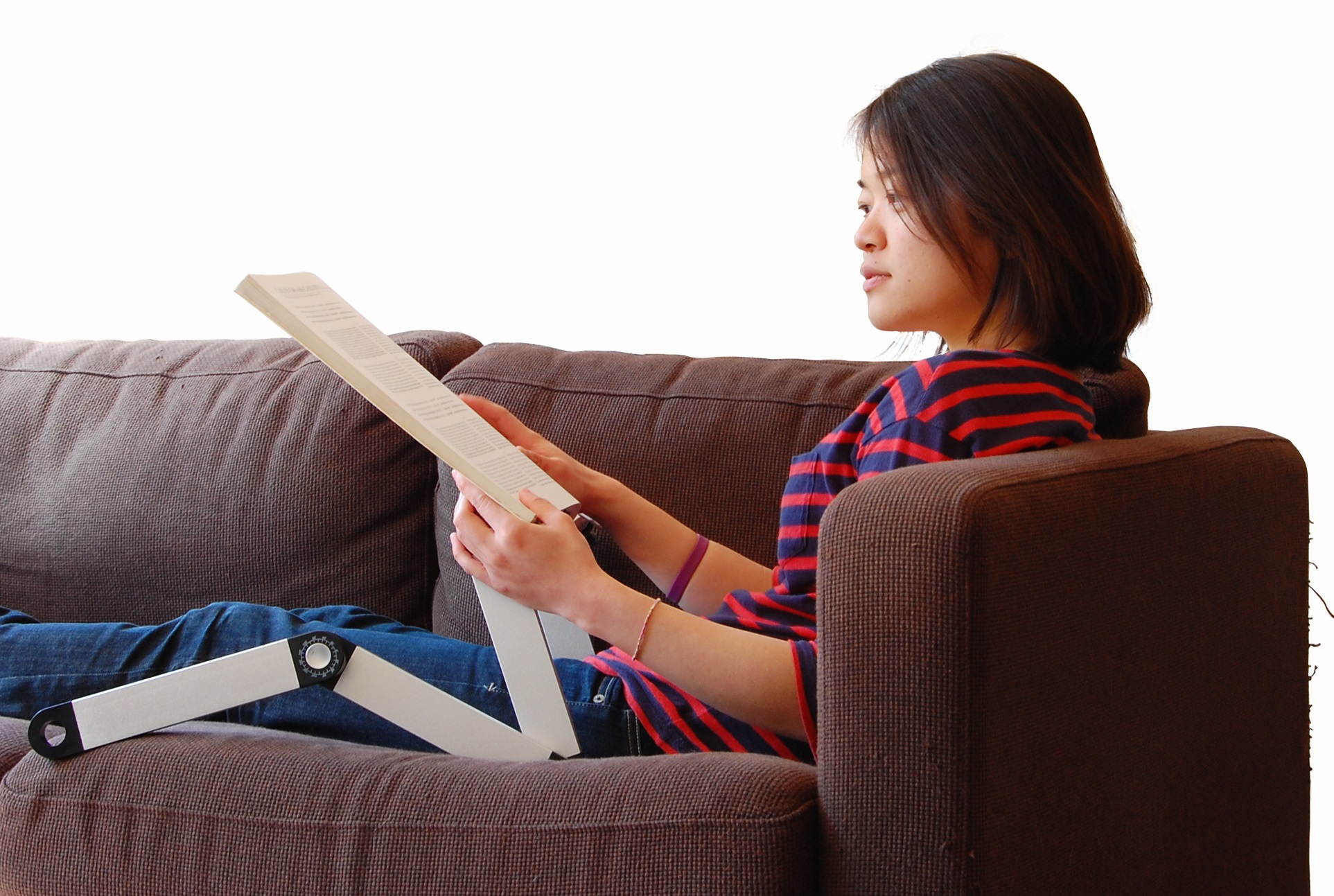 Adjustable Height and Angle Ergonomic Book Holder reading textbook stand for big heavy books studying in bed couch sitting standing at a desk tablet document laptop durable lightweight aluminum,Silver