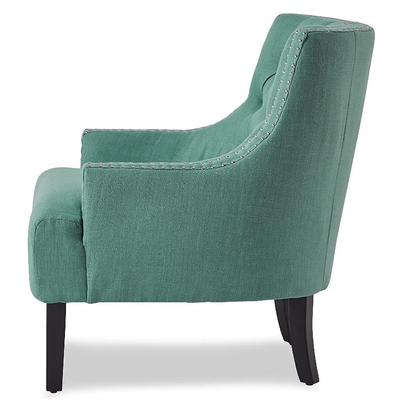 Homelegance Upholstered Diamond Tufted Accent Chair with Sloped Arms and Nailhead Trim, Seat Height 18 inches, Teal Polyester