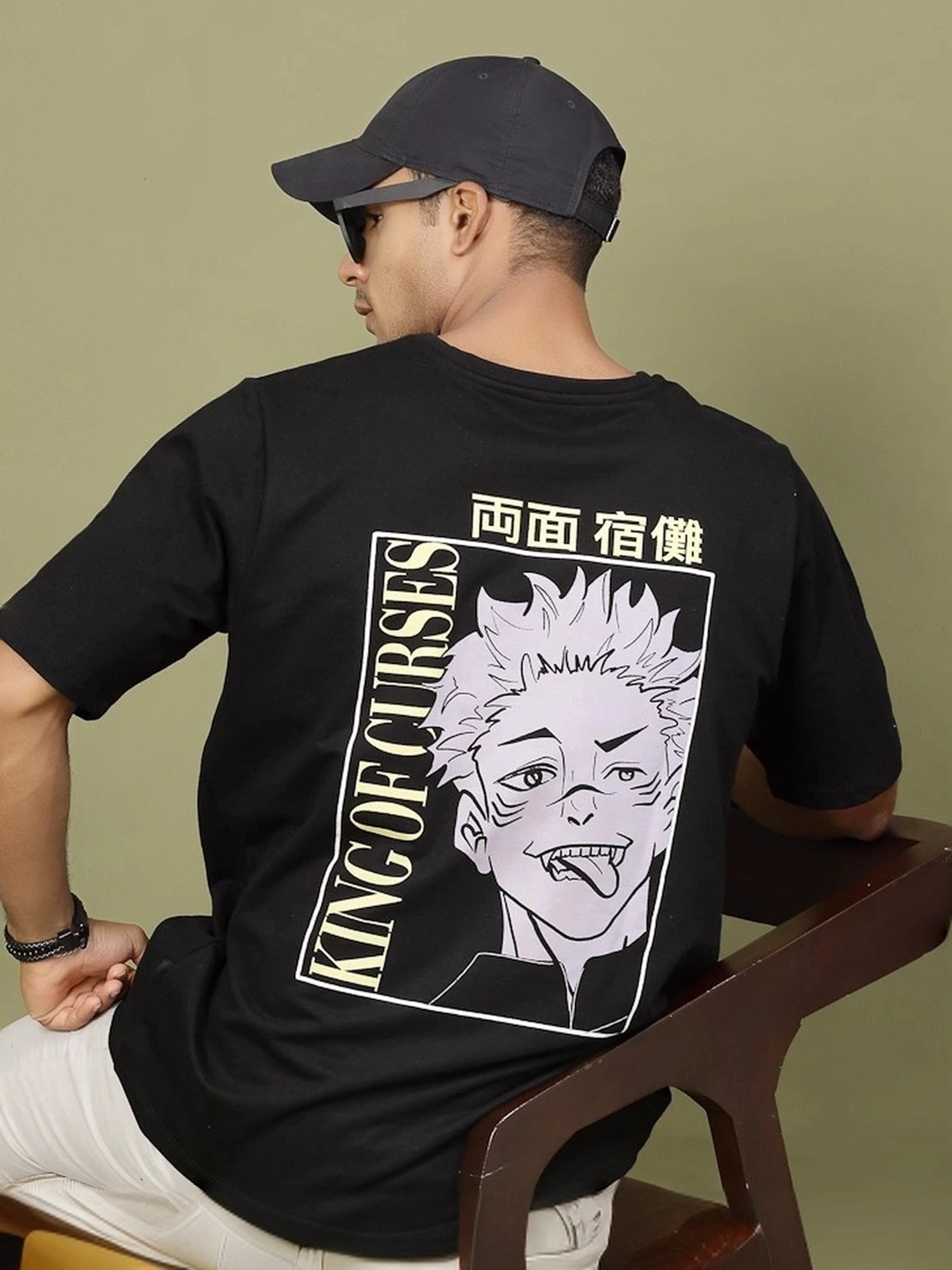 Rigo Coal Black Cotton Loose Fit Typography T-Shirt