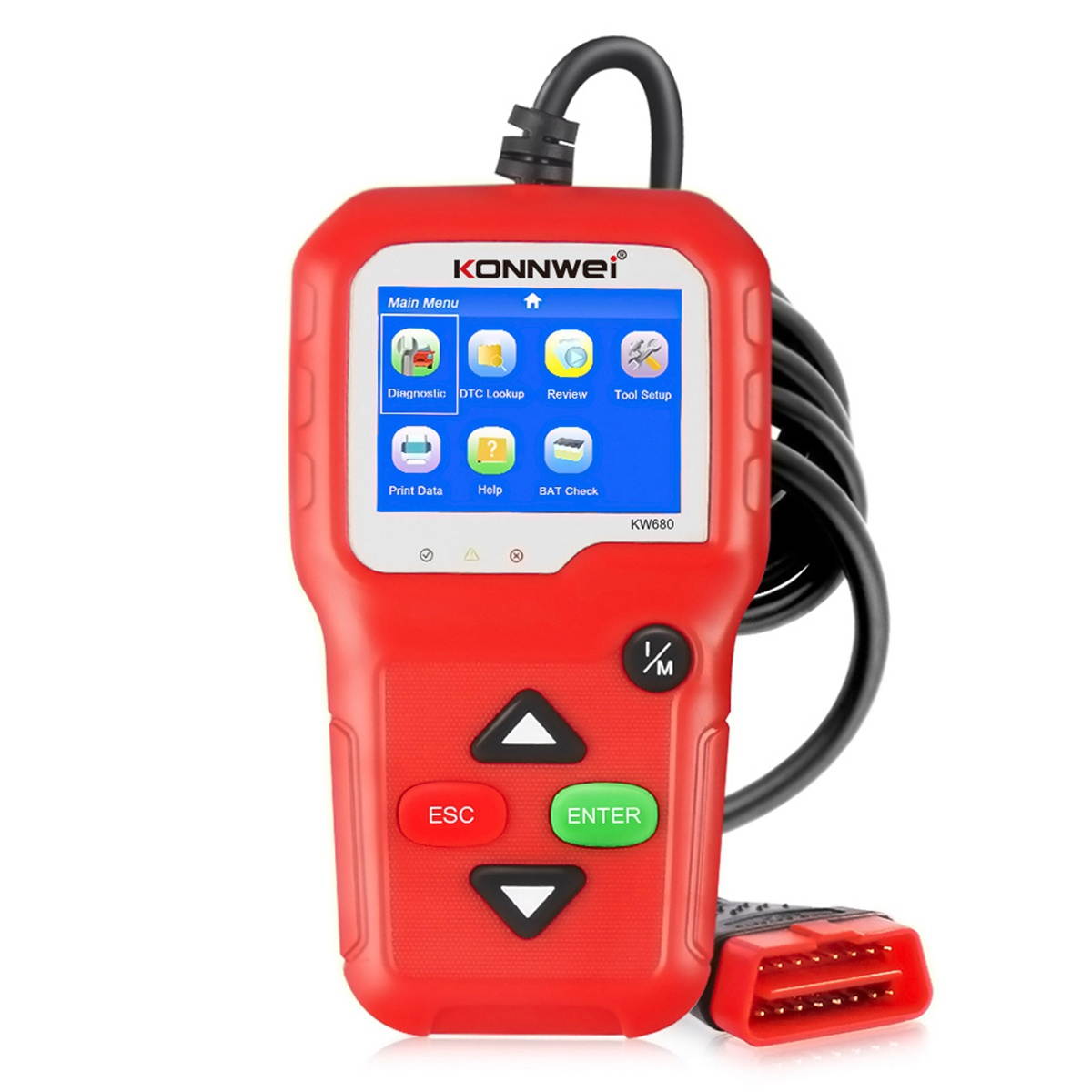 KONNWEI KW680 OBD2 Car Diagnostic Scanner Tool EOBD Engine Fault Automobile Computer Diagnosis Instrument Red/Balck Red