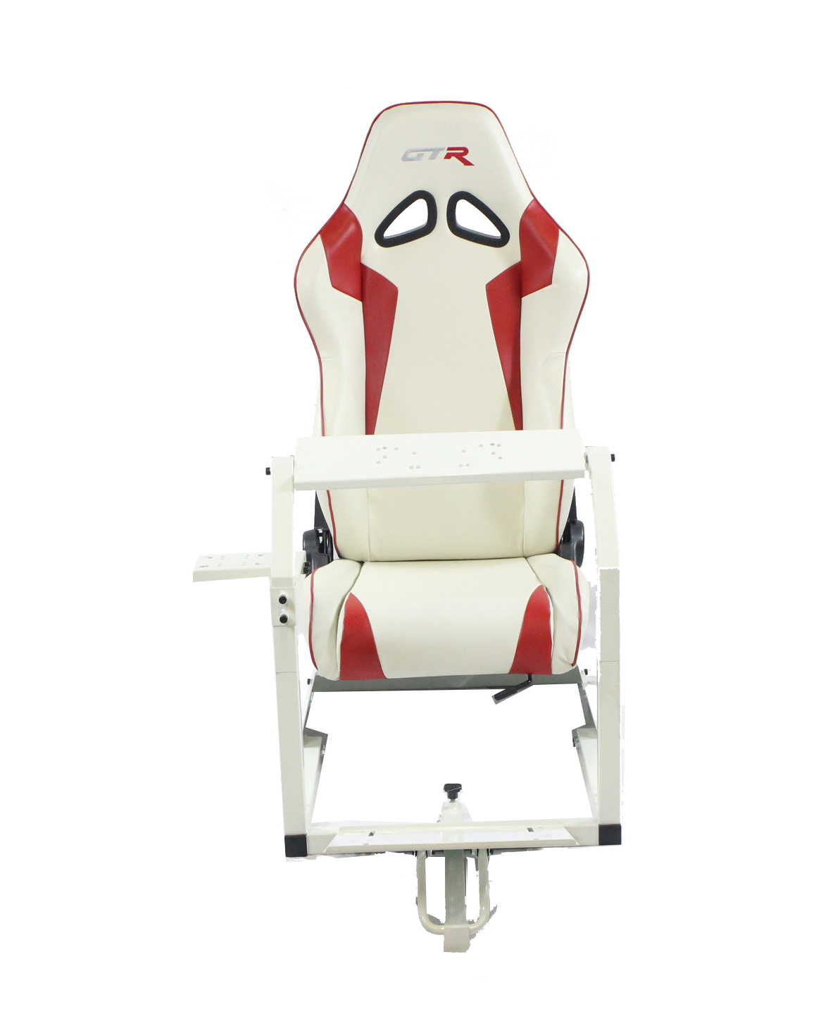 GTR Simulator GTA-WHT-S105LBK GTA Model Racing Simulator White Frame with Black Real Racing Seat, Driving Simulator Cockpit Gaming Chair with Gear Shifter Mount