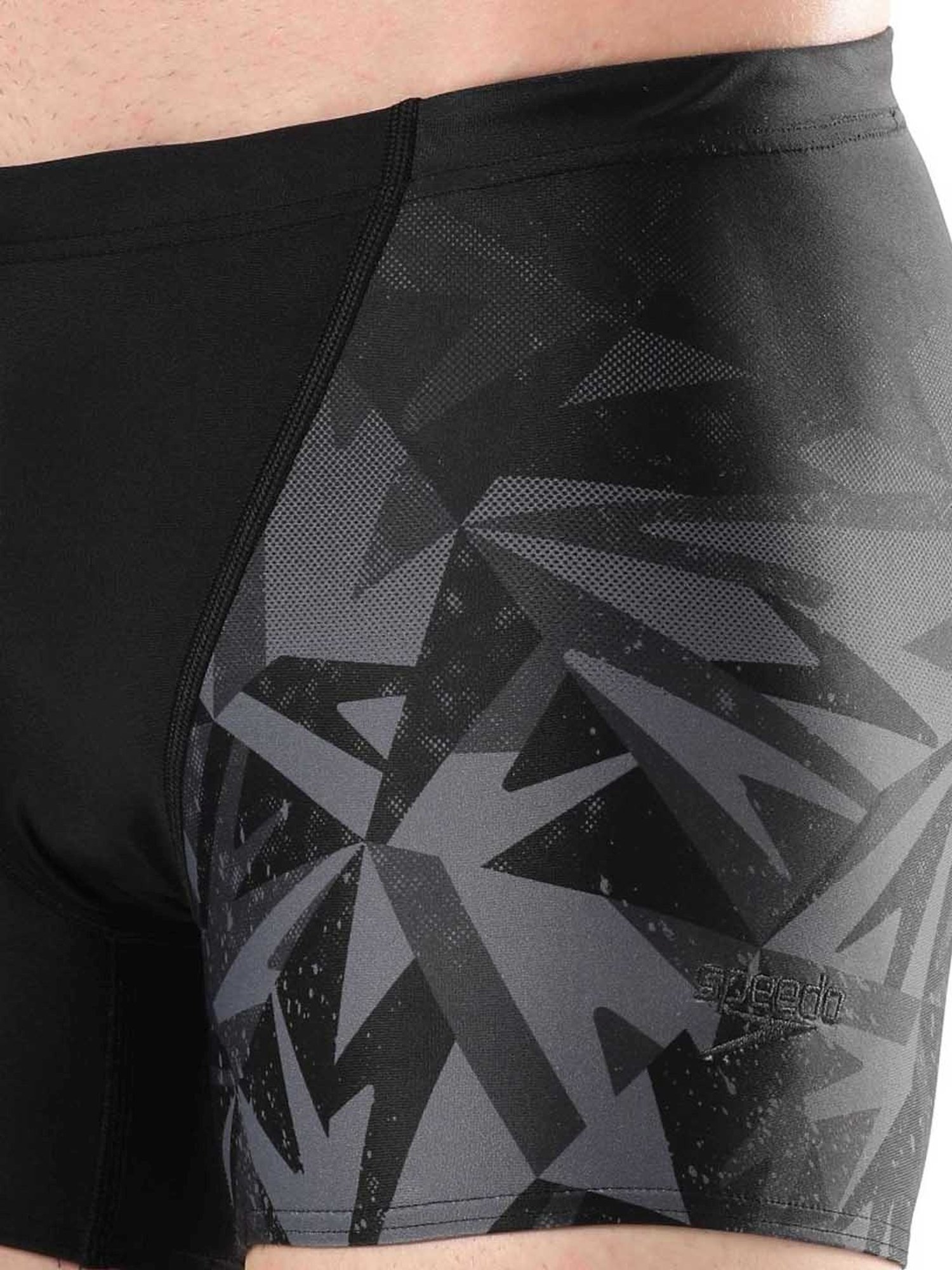 Speedo Metal Black Regular Fit Printed Swim Shorts
