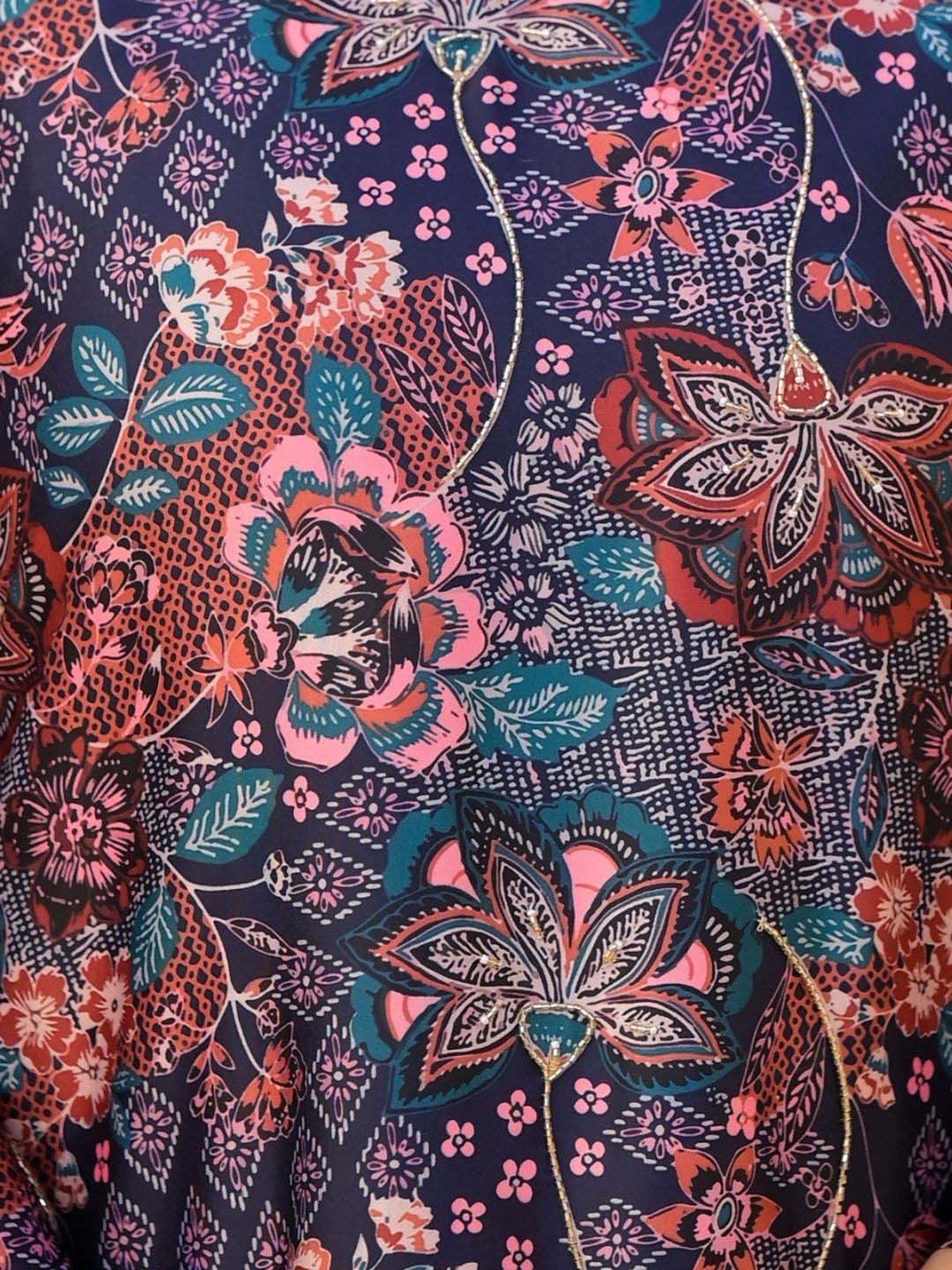 Odette Blue Printed Kurti & Palazzo Set With Dupatta