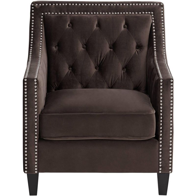 55 Downing Street Tiffany Chocolate Brown Tufted Armchair