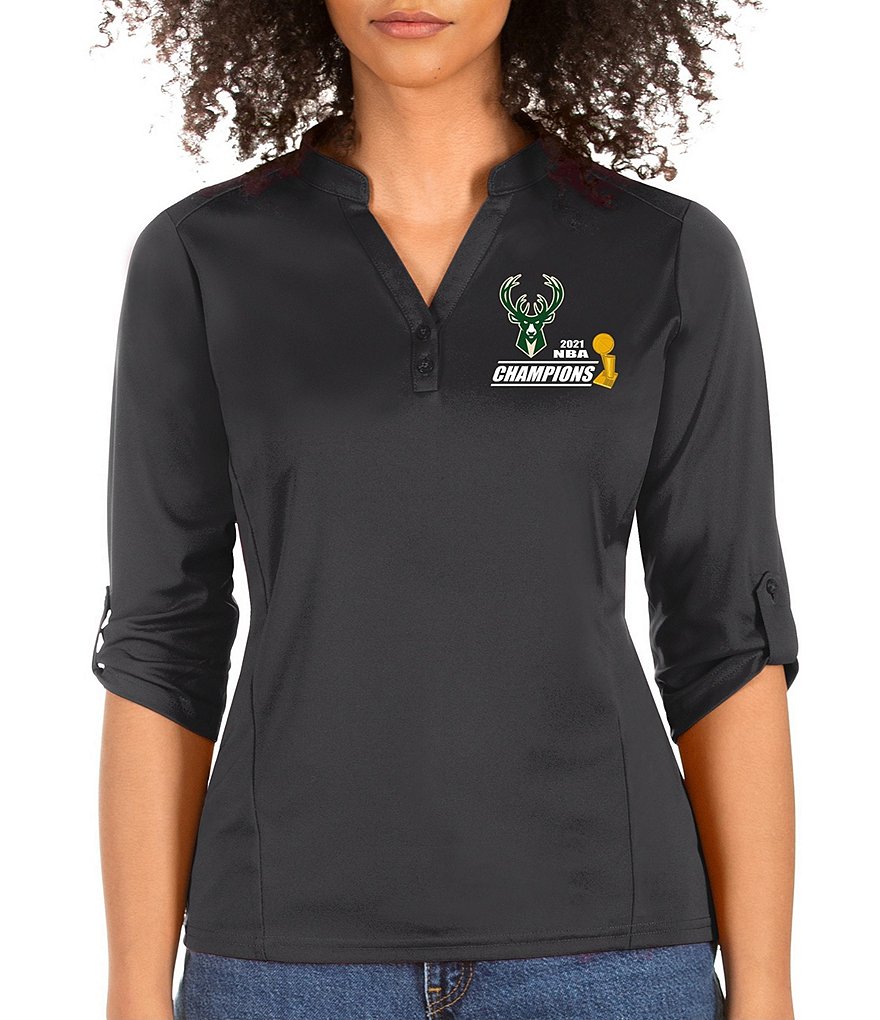 Antigua Women's Milwaukee Bucks 2021 NBA World Champions Accolade Polo Shirt
