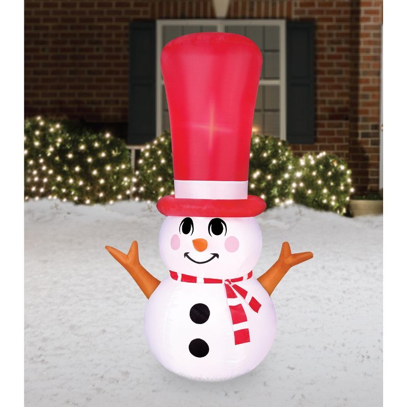Occasions 4' Inflatable Long Hat Snowman, 4 ft Tall, Multicolored